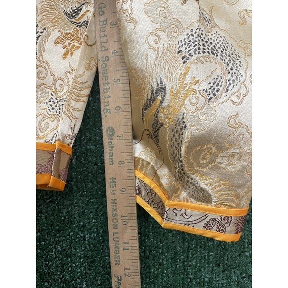 Unbranded Orange Beige Gold Trim Chinese Pants Handmade Kids Toddler Youth - Picture 7 of 8